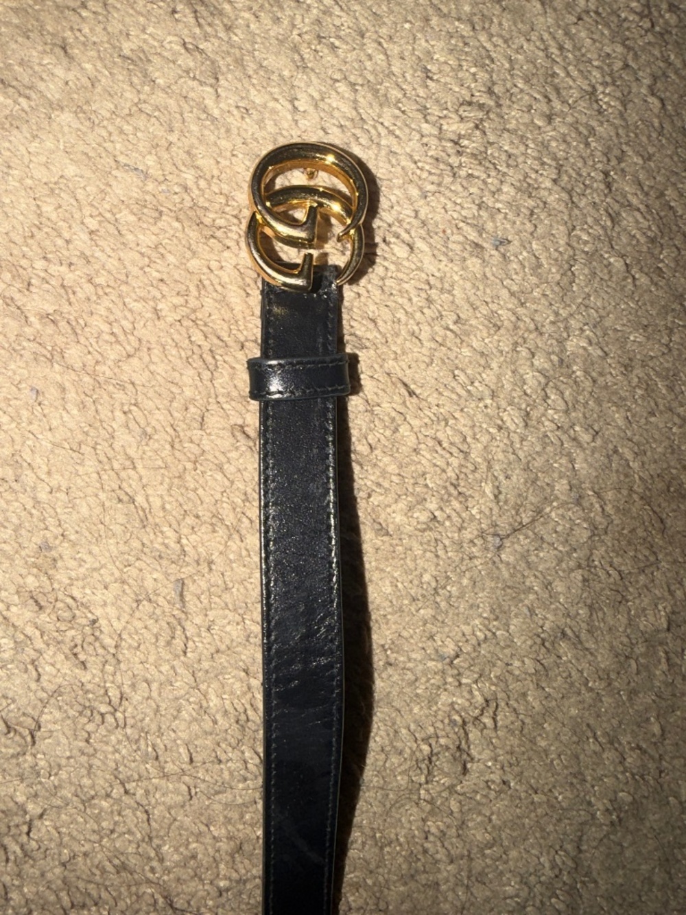 Gucci Black Leather GG Marmont Thin Belt Size 95 / 38 (Serial 409417)
